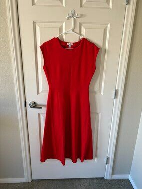 Nordstrom Red Fit & Flare Ponte Knit Midi Dress — Size S
